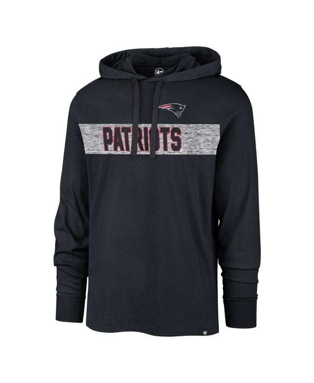 Mens 47 Brand Navy Distressed New England Patriots Field Franklin Hooded Long Sleeve T-shirt Product Image