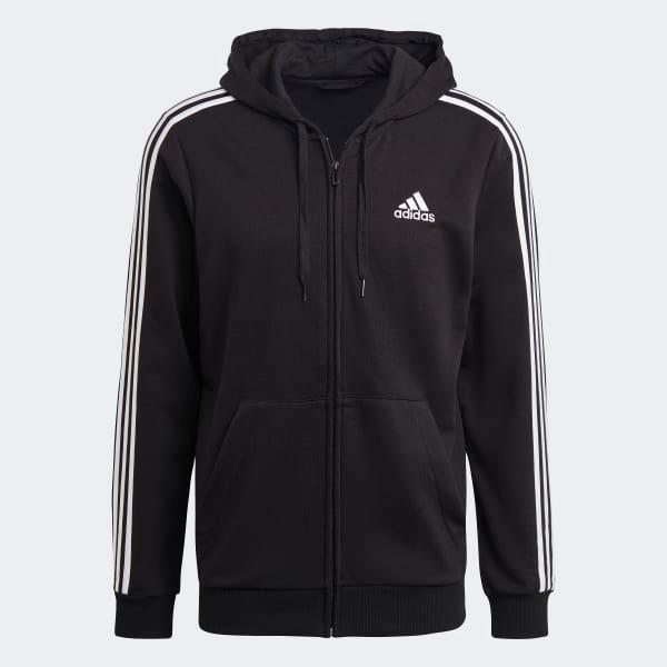 Essentials French Terry 3-Stripes Full-Zip Hoodie Product Image