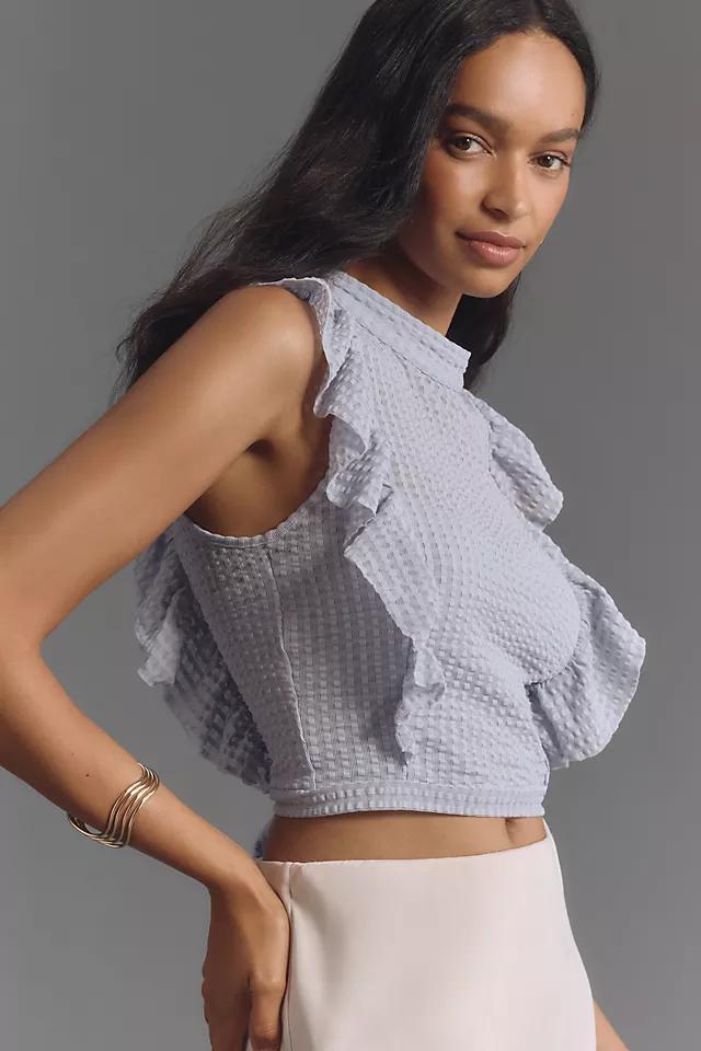 Maeve Cropped Ruffle Mesh Top Product Image