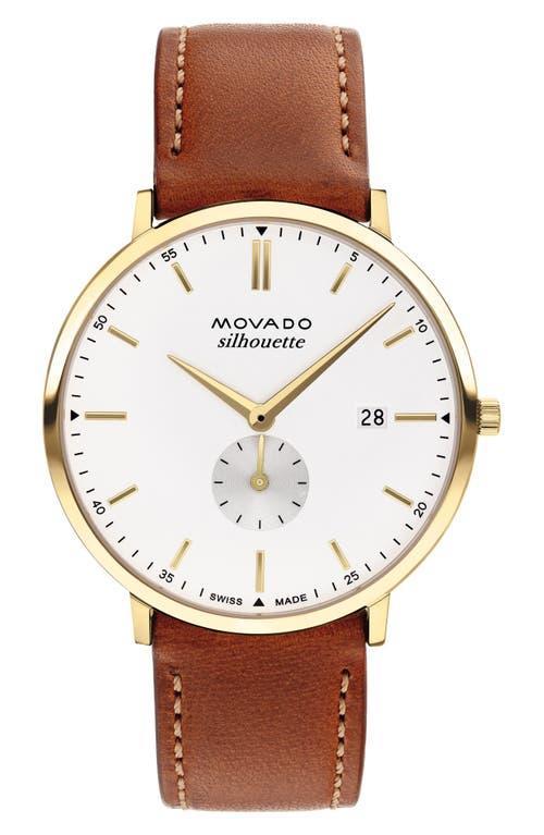 Movado Heritage Silhouette Leather Strap Watch, 40mm Product Image