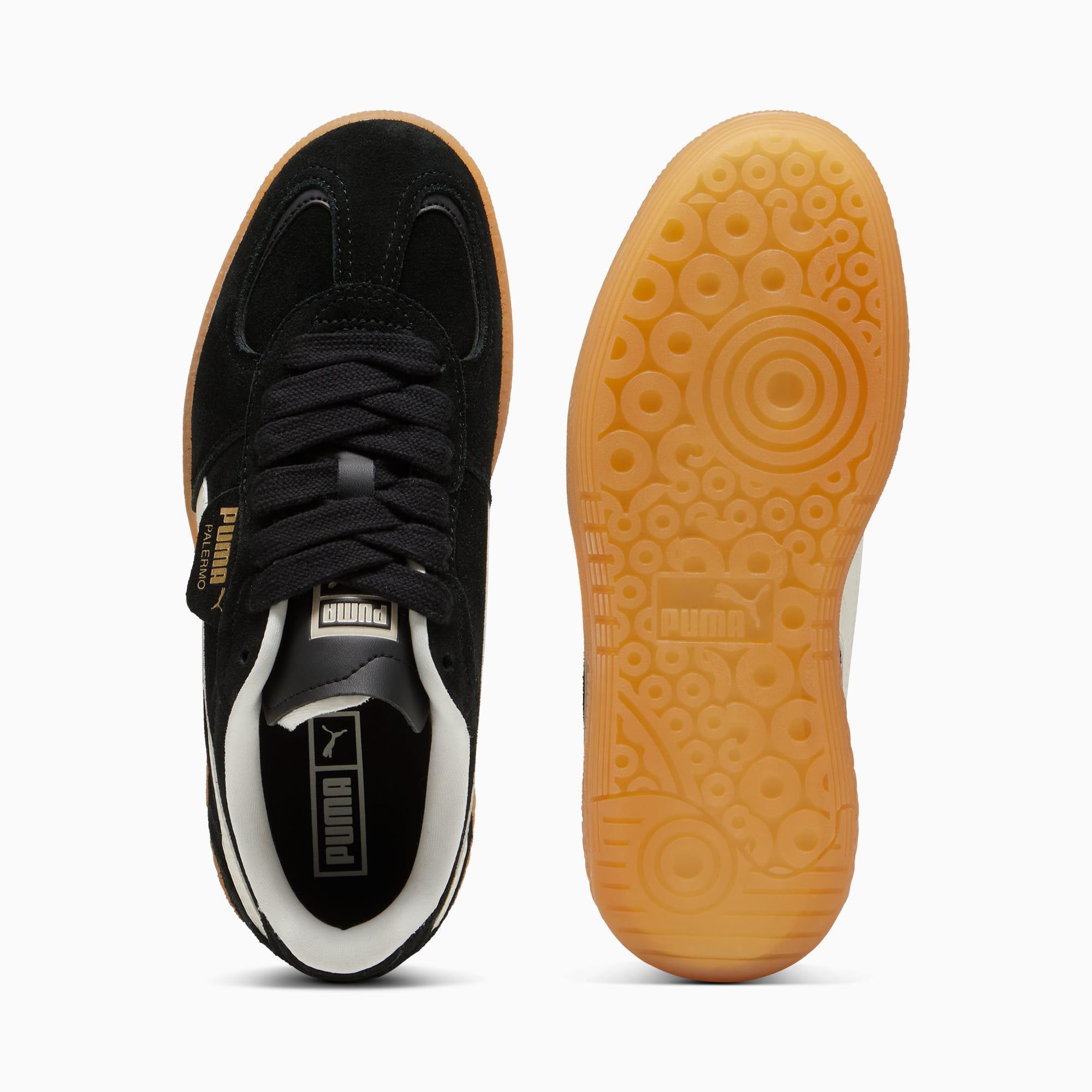 PUMA Palermo Moda Xtra Gum Sneakers Women in Black/Frosted Ivory/Gold Product Image