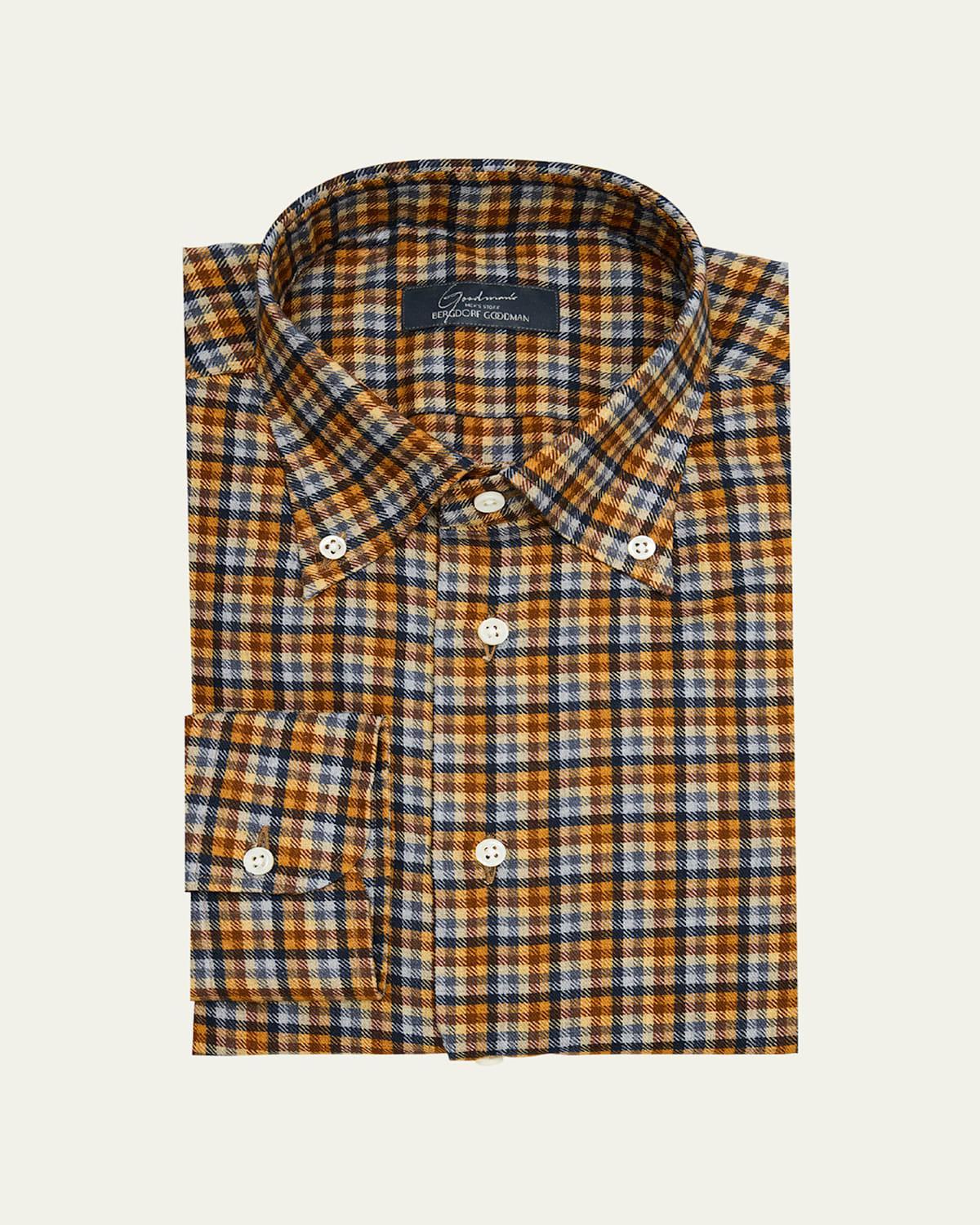 Mens Cotton Gingham Check Sport Shirt Product Image