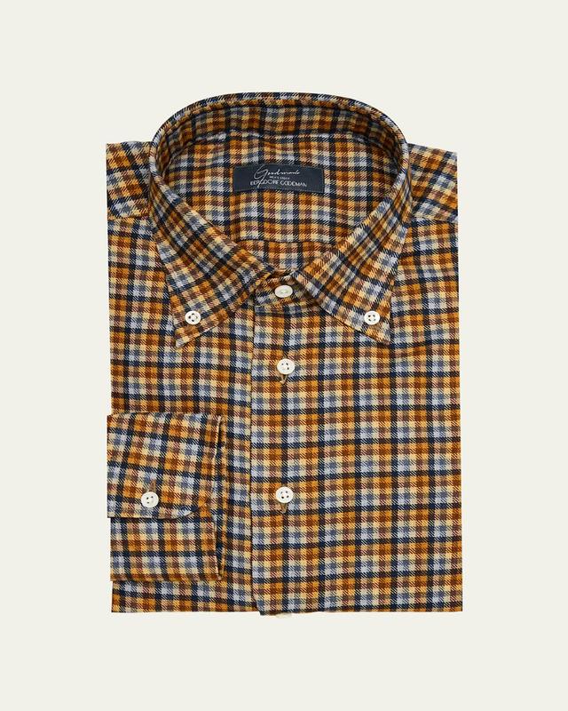 Mens Cotton Gingham Check Sport Shirt Product Image