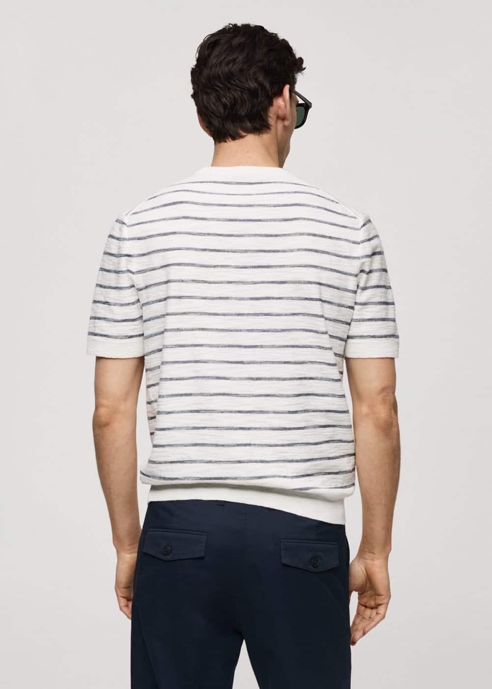 Mango Mens Striped Knit Cotton T-Shirt Product Image