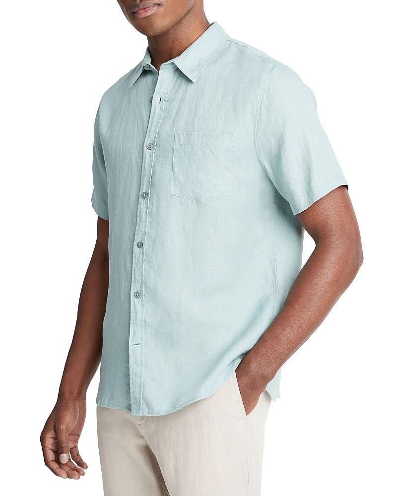 Vince Classic Fit Short Sleeve Linen Shirt Product Image