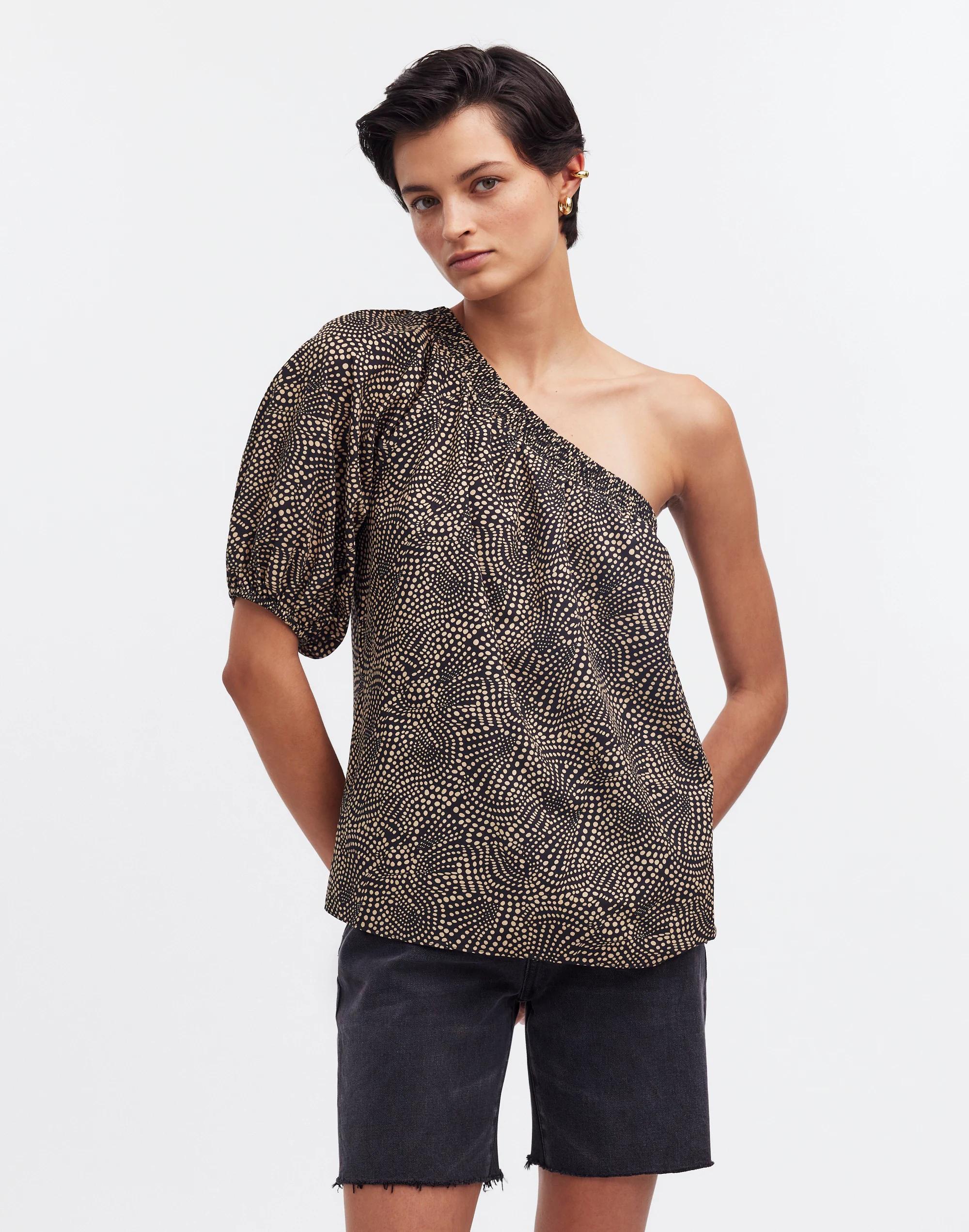 One-Shoulder Puff-Sleeve Top Product Image