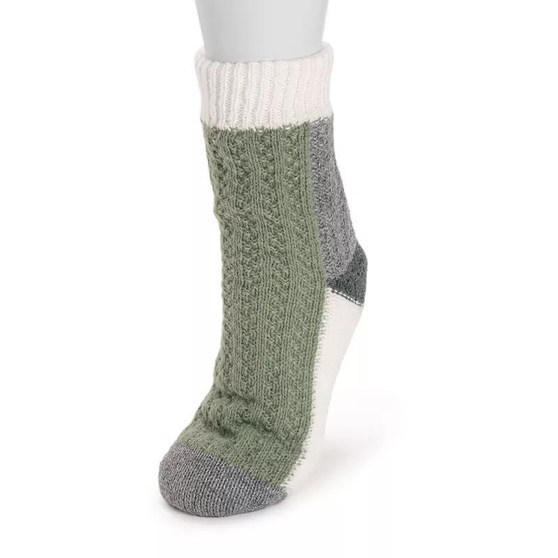 Womens MUK LUKS Faux Sherpa Lined Color Block Sweater Socks Gray Grey Product Image