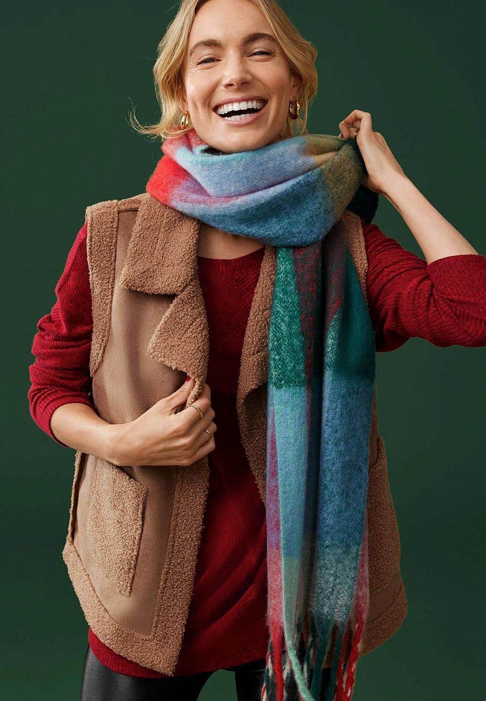 Brushed Multi Colored Plaid Scarf product image