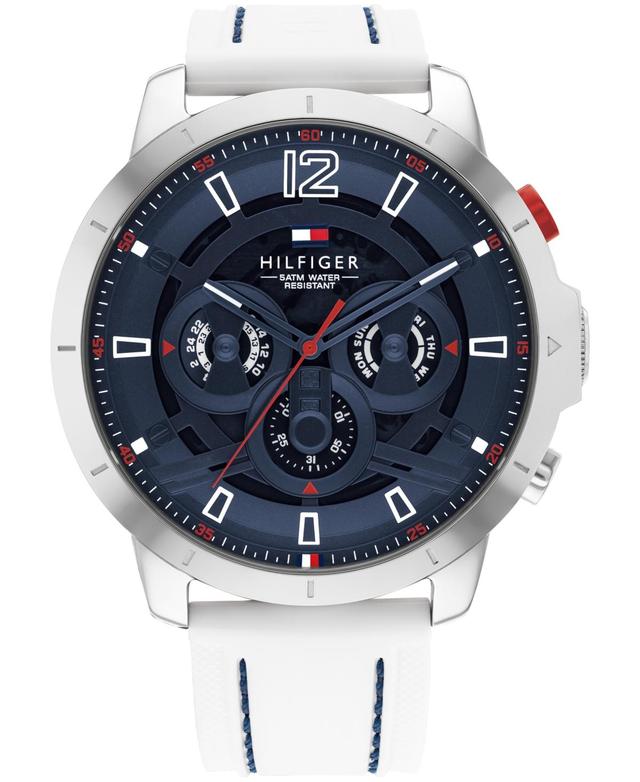 Tommy Hilfiger Mens Multifunction White Silicone Watch 50mm - Blue Product Image