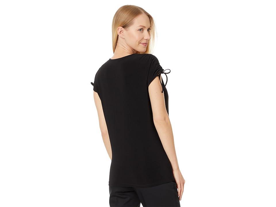 Vince Camuto Womens Solid-Color V-Neck Shirred Shoulder Top Product Image