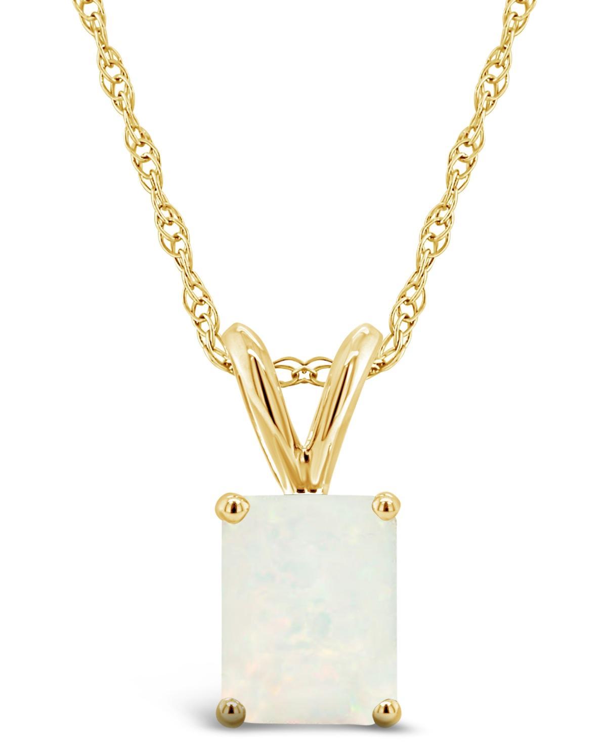 Celebration Gems 14k Gold Emerald Cut White Opal Pendant Necklace, Womens Product Image