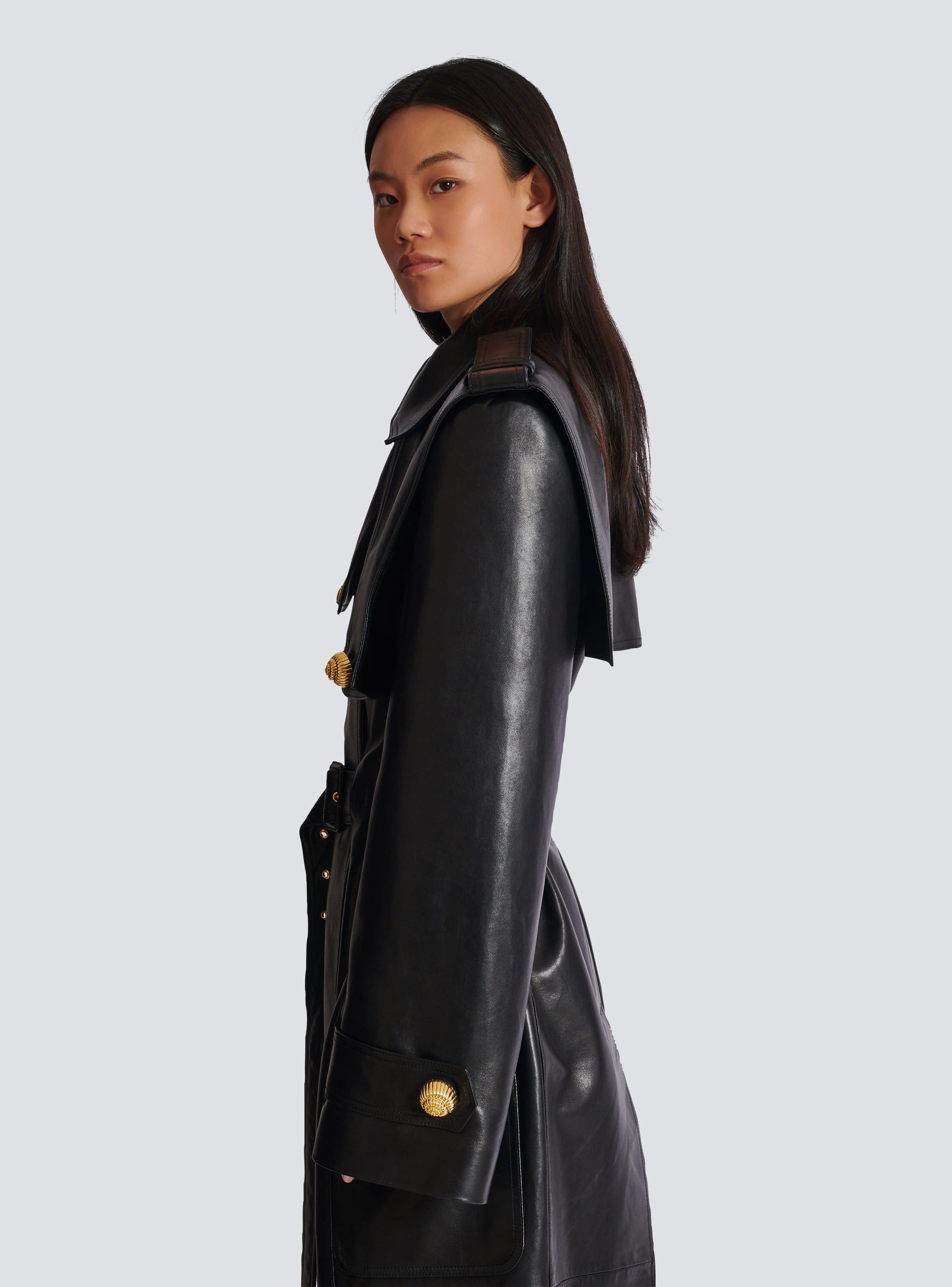 Belted trench coat in lambskin leather Product Image