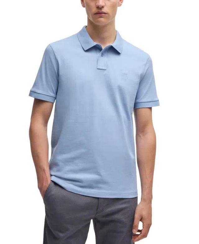 Boss By  Men's Logo Patch Slim-fit Polo Shirt In Open Blue Product Image