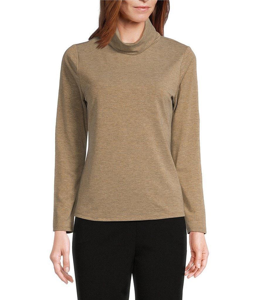 Investments Metallic Knit Long Sleeve Turtle Neck Top Product Image