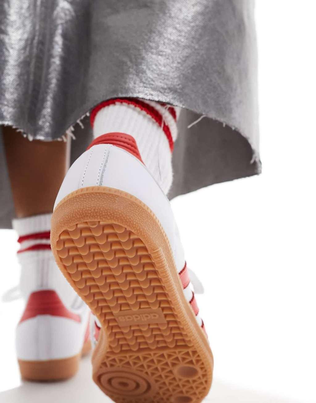 adidas Originals Samba OG sneaker with red detail in white Product Image