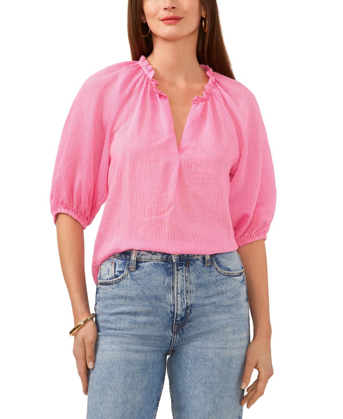 Vince Camuto Raglan Puff Sleeve Blouse W/ Ruffle Neck (Hot ) Women's Clothing Product Image