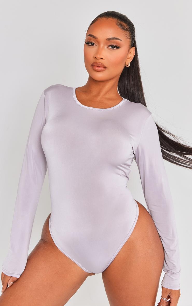 Shape Light Grey Slinky Long Sleeve Bodysuit Product Image