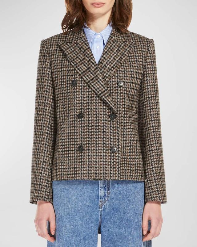 Nausica Double-Breasted Houndstooth Jacket Product Image