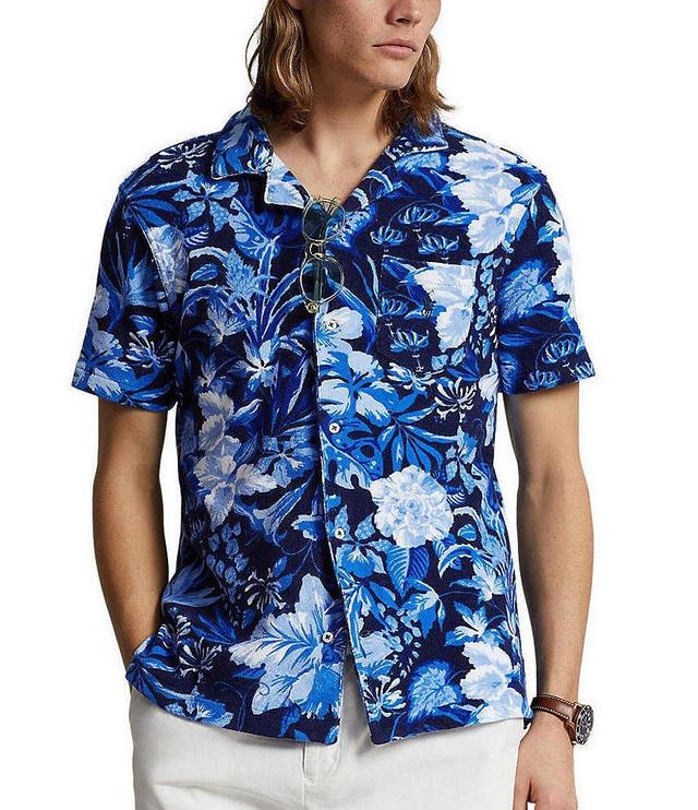 Polo Ralph Lauren Floral Terry Short Sleeve Woven Camp Shirt Product Image