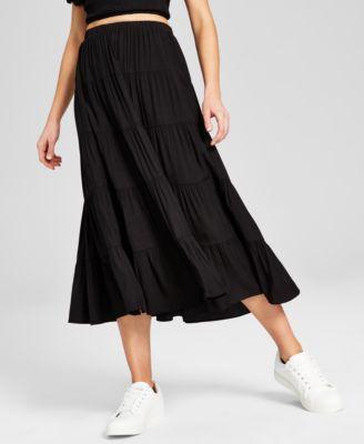 And Now This Womens Pull-On Tiered Maxi Skirt Product Image