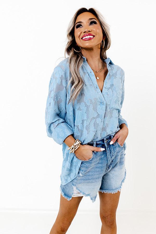 Brag On You Button Up In Sky Blue Product Image