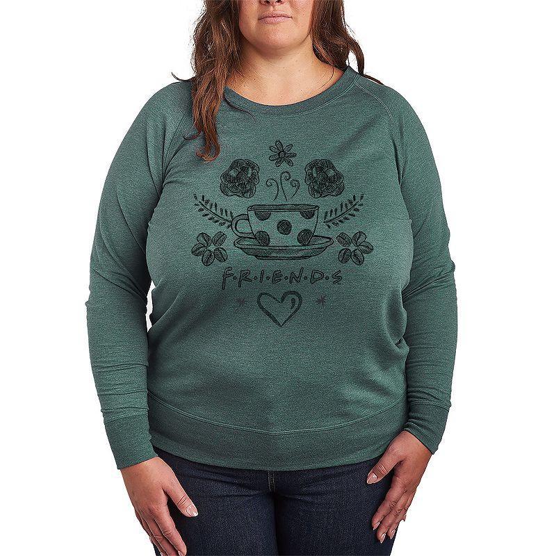 Plus Size Friends Floral Coffee Logo Graphic Tee, Womens Beig/Green Product Image