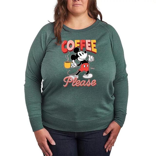 Disneys Mickey Mouse Plus Size Coffee Please Lightweight French Terry Sweatshirt, Womens Product Image