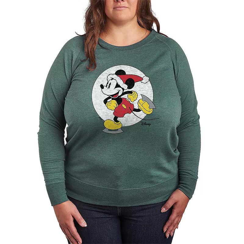 Disneys Mickey Mouse Plus Size Skating Lightweight French Terry Sweatshirt, Girls Grey Blue Product Image