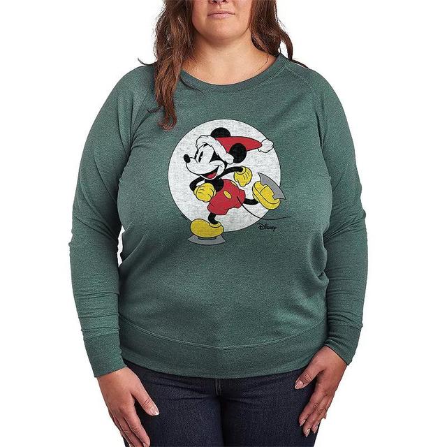 Disneys Mickey Mouse Plus Size Skating Lightweight French Terry Sweatshirt, Womens Grey Blue Product Image