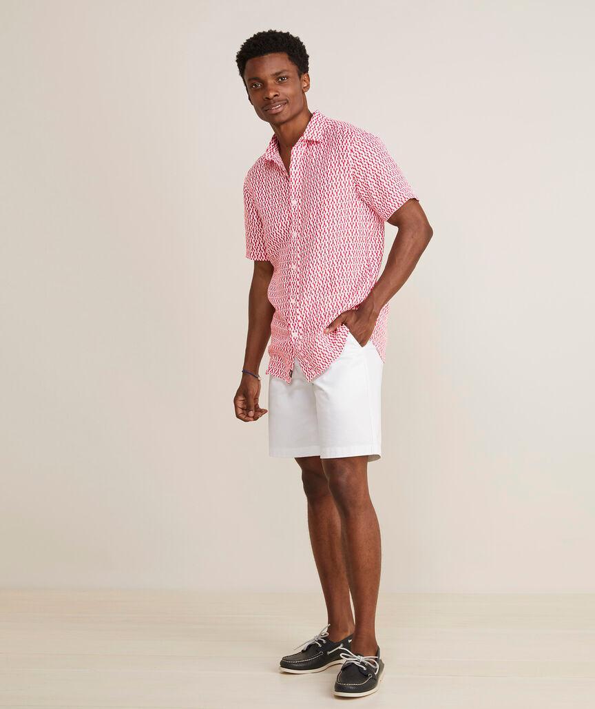 Linen Short-Sleeve Micro Lobsters Shirt Product Image