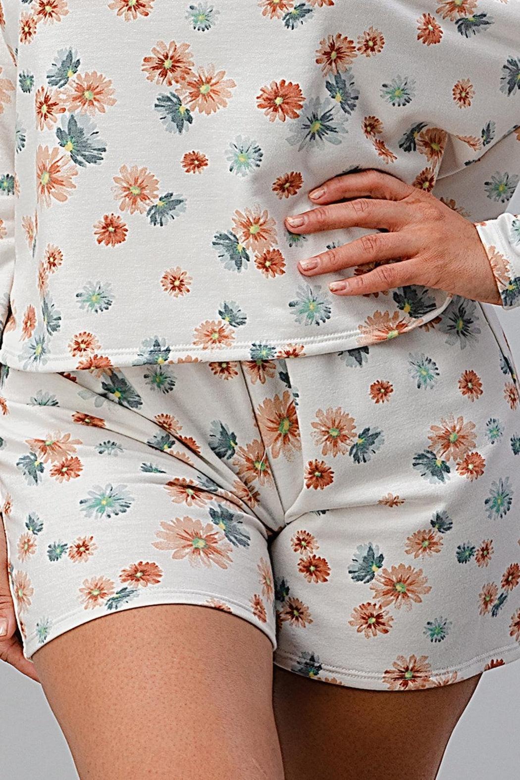 French Terry Daisy Floral Short Pj Pajama Set Product Image