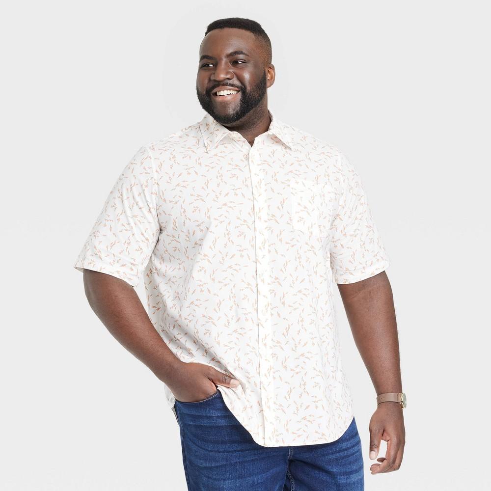 Mens Big & Tall Floral Slim Fit Short Sleeve Button-Down Shirt - Goodfellow & Co Ivory 4XLT Product Image