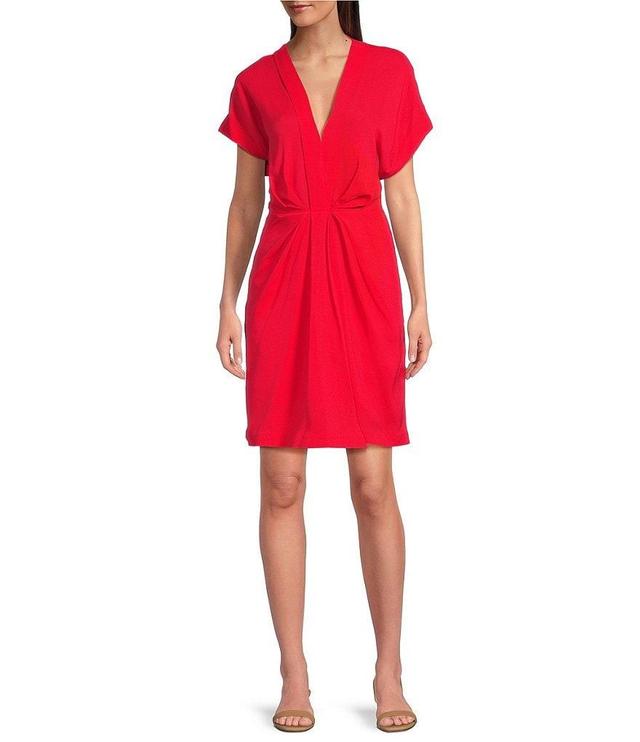 Gibson & Latimer V-Neck Gathered Waist Short Sleeve Mini Dress Product Image