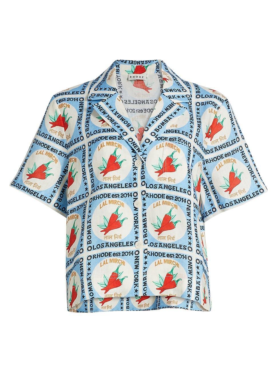 Womens Nola Printed Linen Shirt Product Image