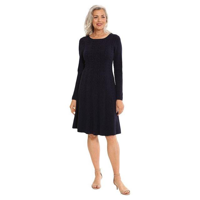 Womens London Times Jewel Neck Fit & Flare Dress Blue Product Image