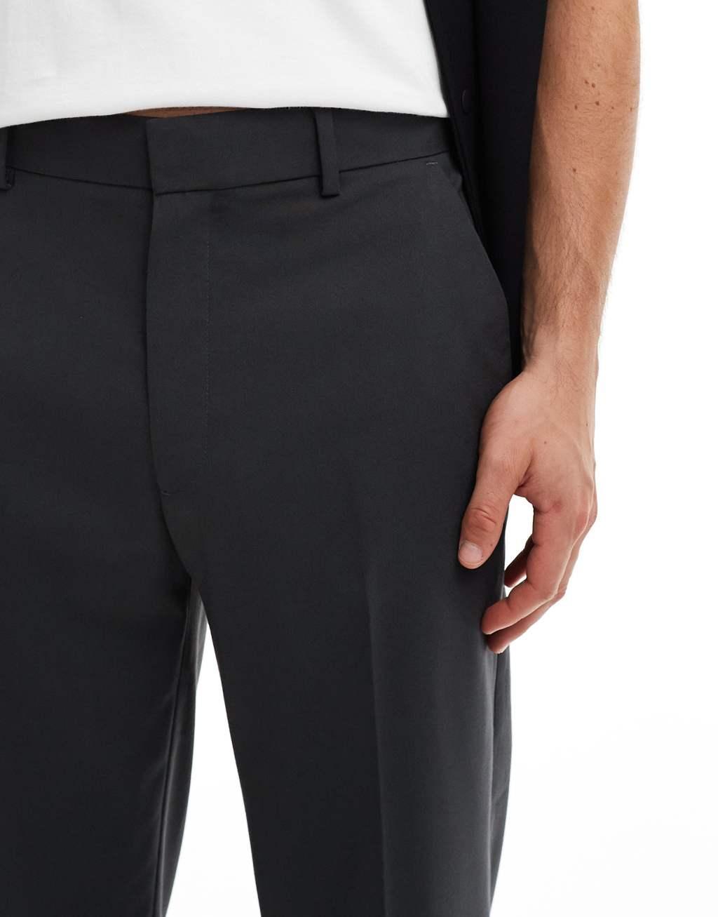 ASOS DESIGN straight leg dress pants in charcoal Product Image