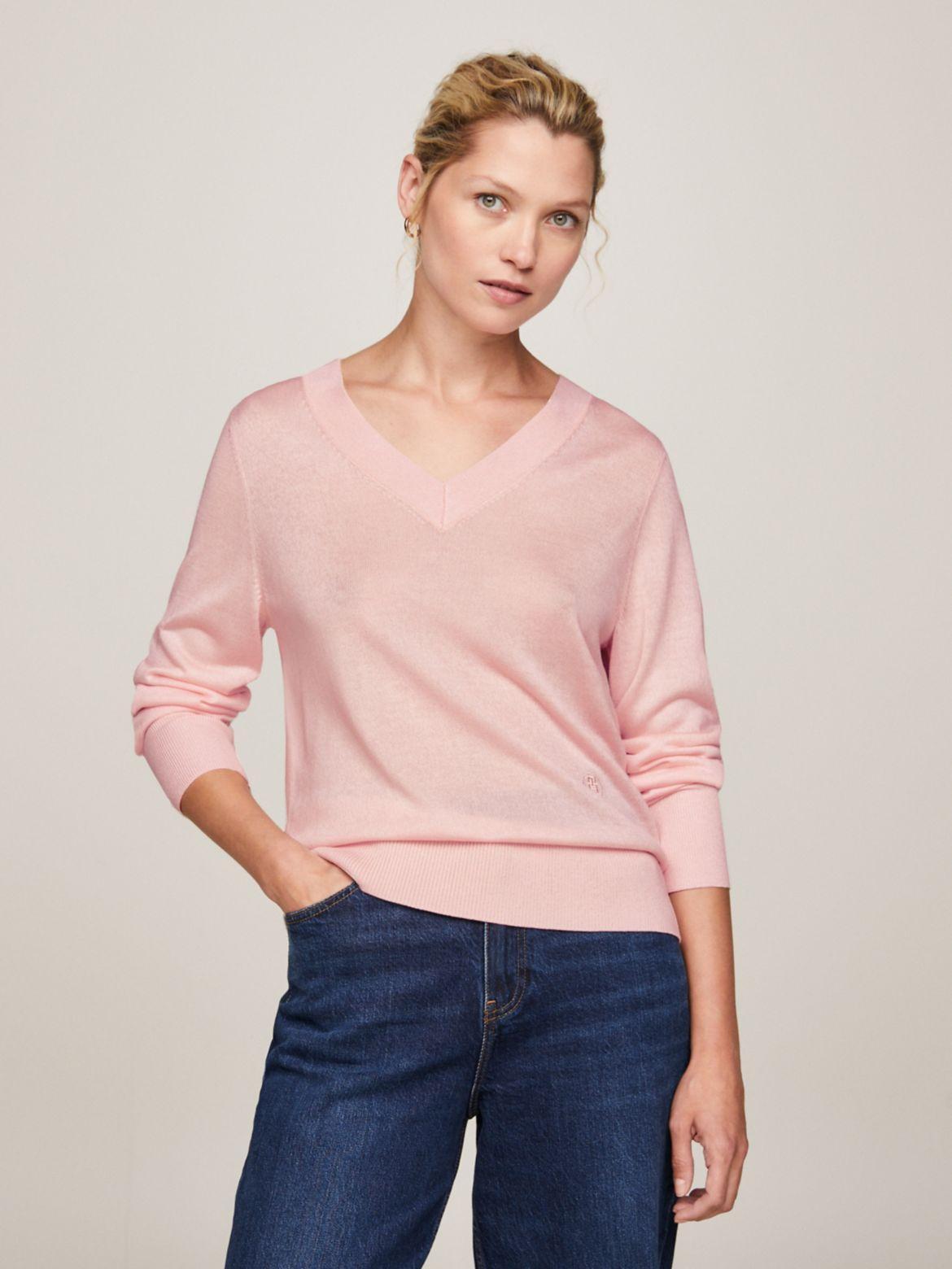 Tommy Hilfiger Women's Solid V-Neck Sweater Product Image