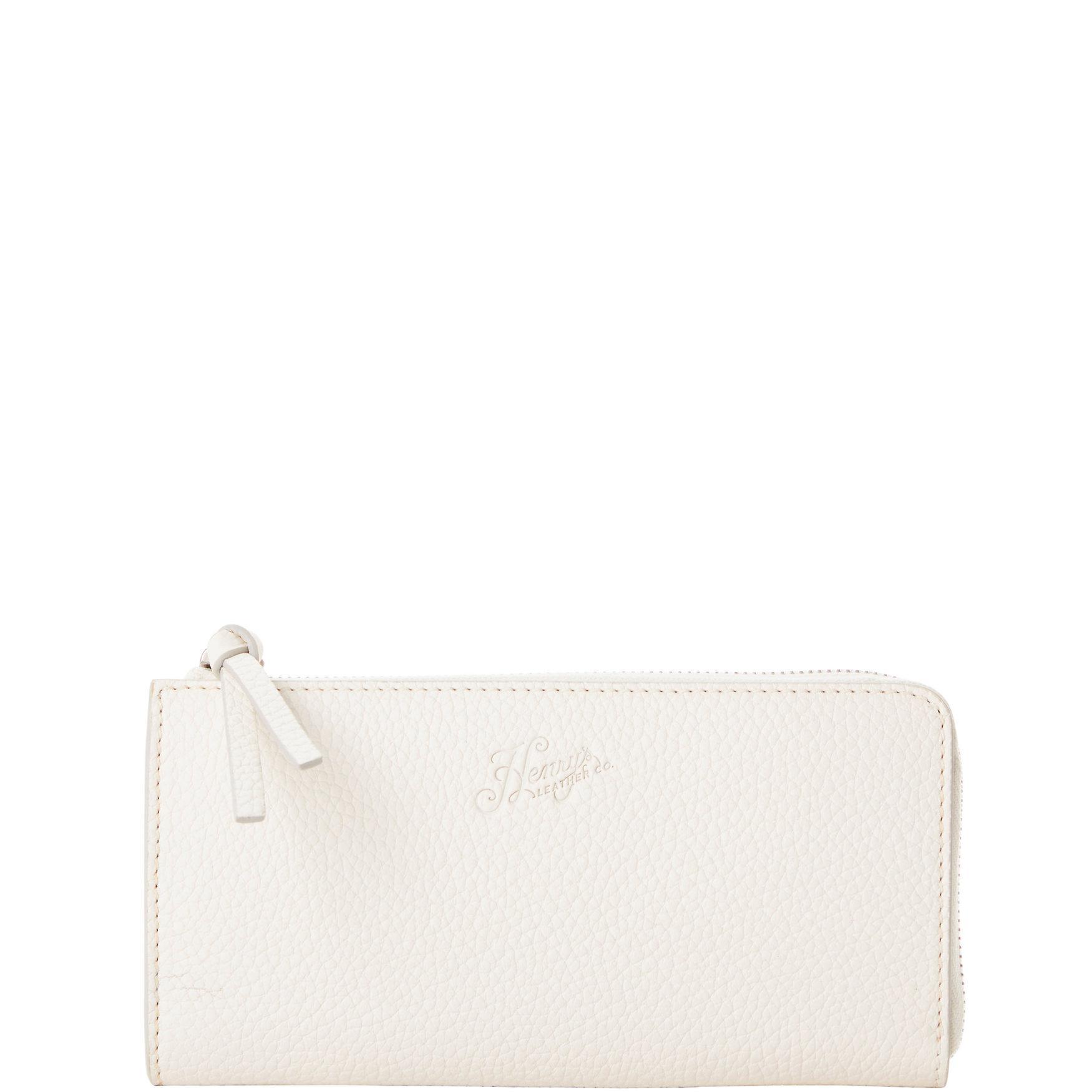 Dooney & Bourke Womens Henrys Zip Leather Clutch Bag in White Product Image