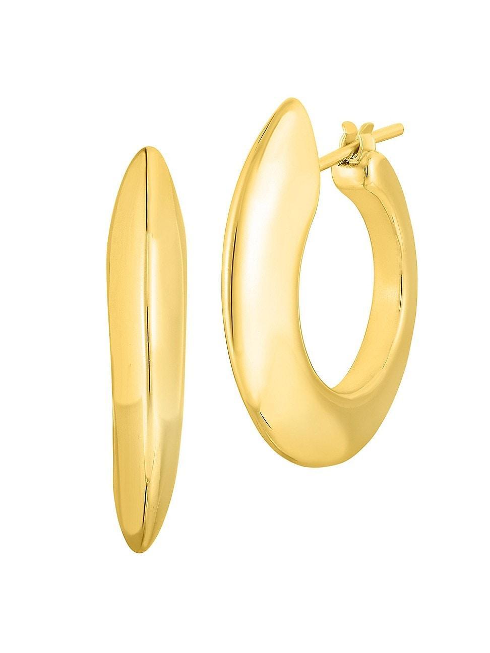 Womens Designer 18K Yellow Gold Wide Hoop Earrings Product Image