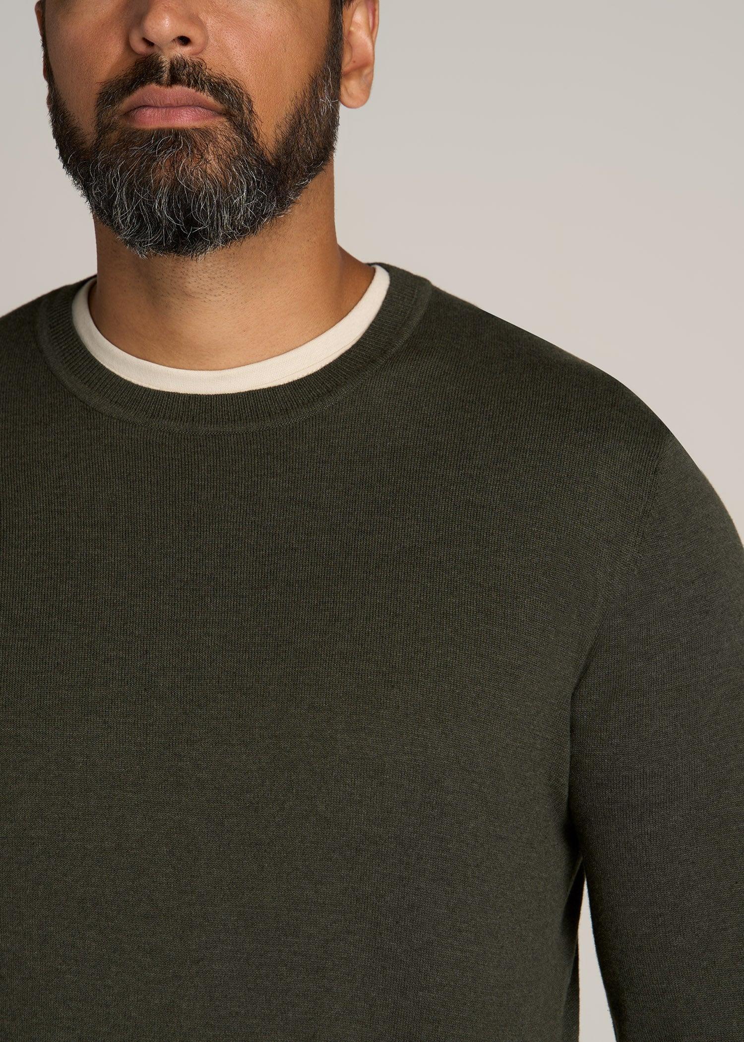 Everyday Crewneck Tall Men's Sweater in Dark Olive Green Product Image