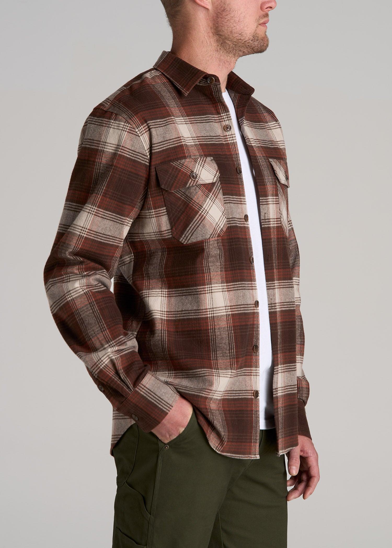 LJ&S Rugged Plaid Shirt Men's in Dark Brown and Beige Plaid Product Image