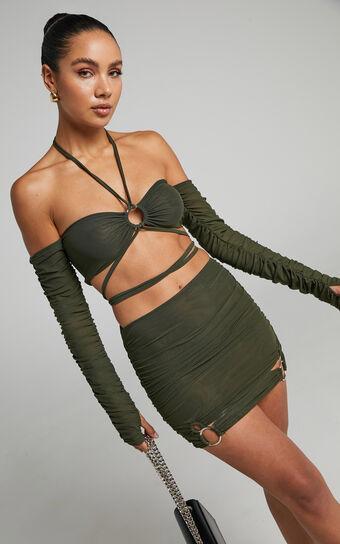 By Dyln - Flynn Mini Skirt in Dark Green Product Image