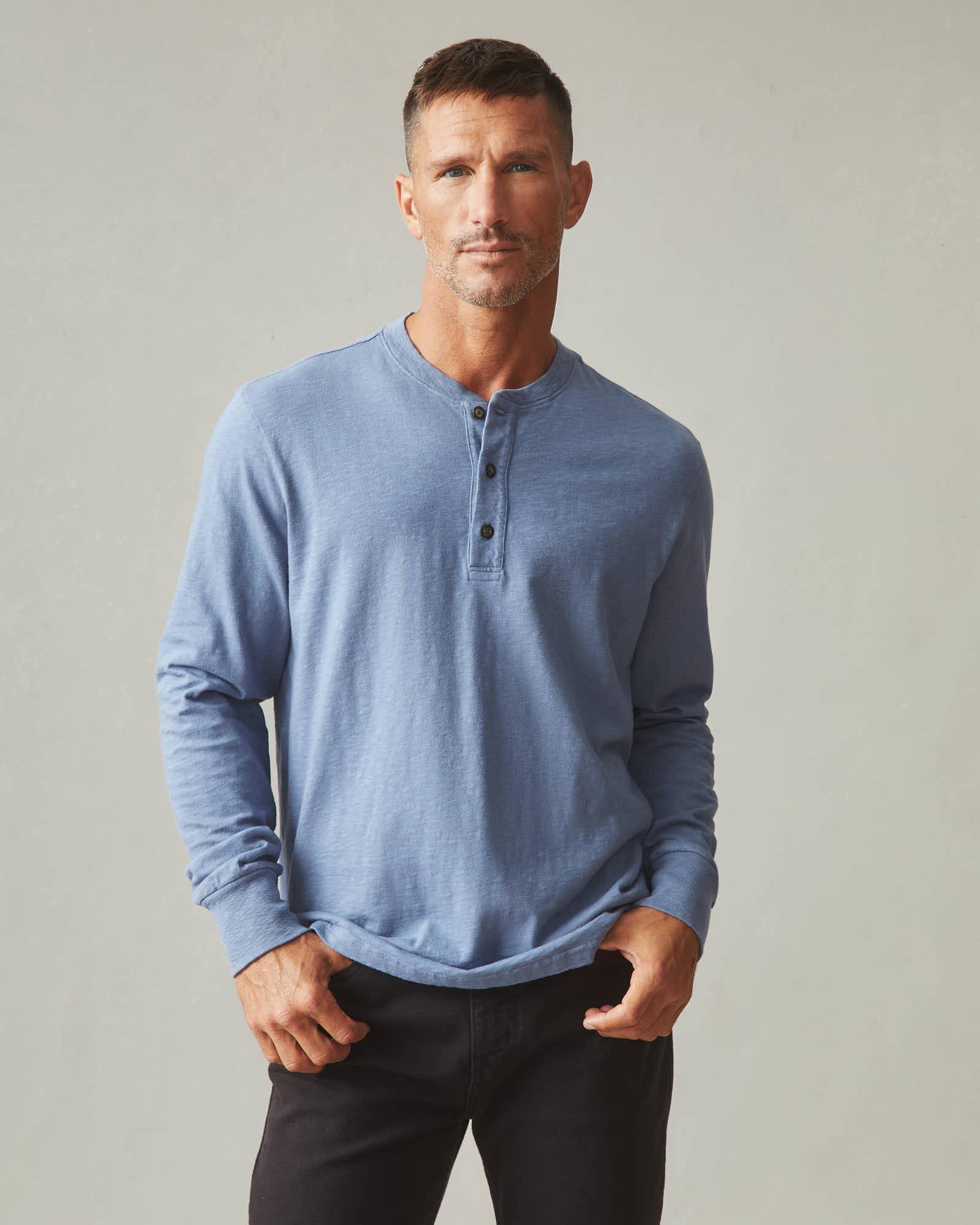 Premium Slub Henley Tee Long Sleeve - Wild Wind Male Product Image