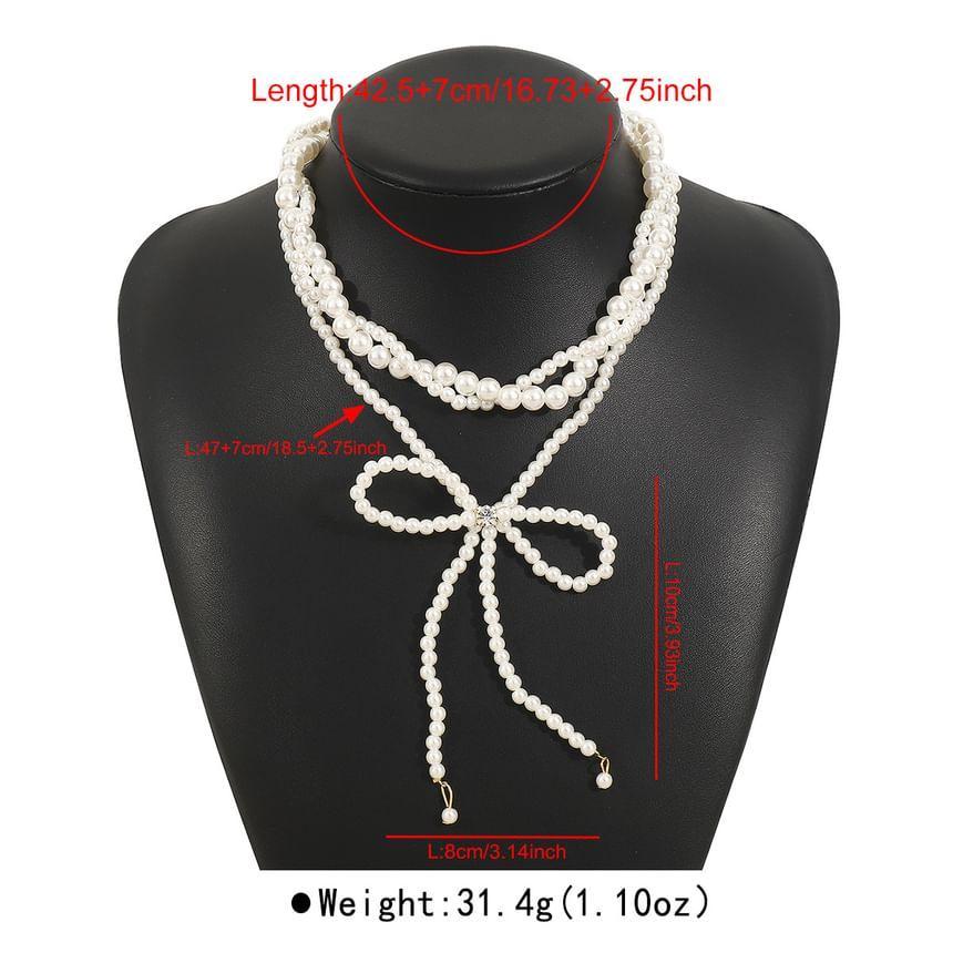 Faux Pearl Bow Necklace Product Image