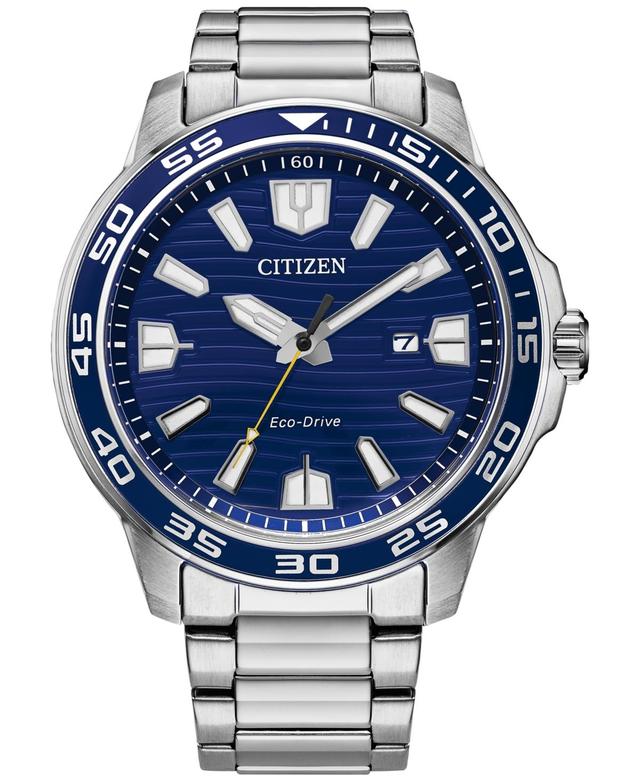 Citizen Mens Eco-Drive Sport Stainless Steel Bracelet Watch - AW1700-59L Blue Silver Product Image