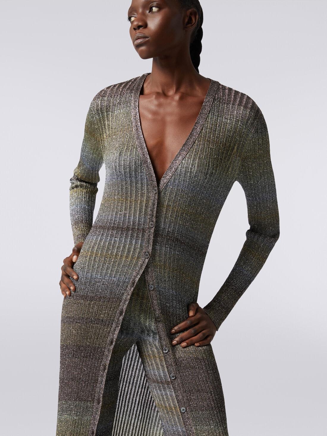 Long ribbed zigzag viscose cardigan with lurex Multicoloured | Missoni Product Image