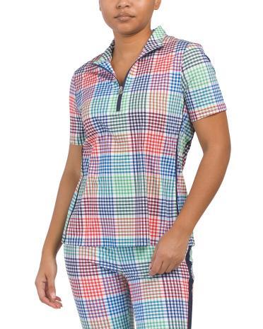 Keep It Covered Plaid Short Sleeve Top for Women Product Image