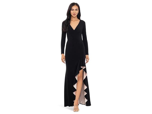 Xscape Evenings V-Neck Long Sleeve Gown Product Image