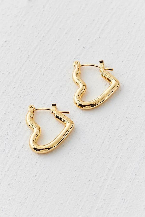 14k Gold Plated Heart Hoop Earring Womens at Urban Outfitters Product Image