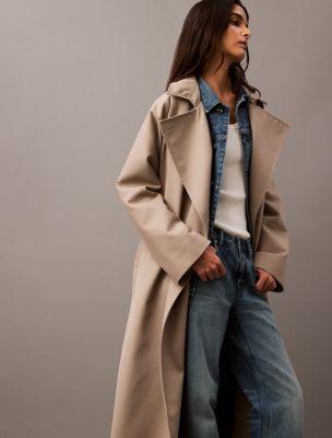 Long Wool Twill Blend Trench Coat Product Image